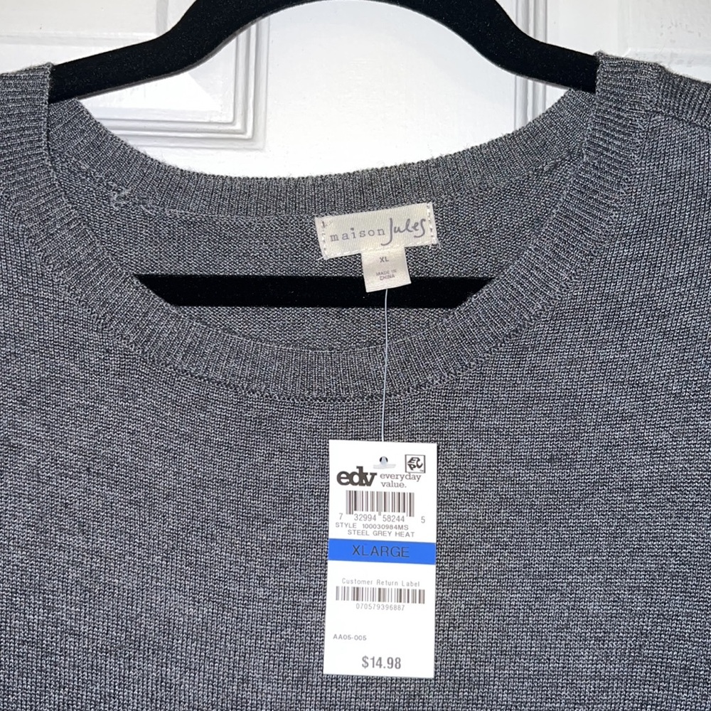 Maison Jules Women’s Crew Neck Sweater in Grey in size XL NWT - Picture 4 of 9